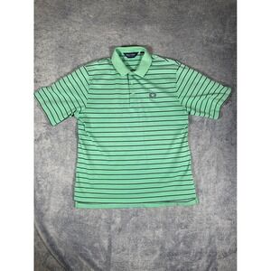 Polo Golf Ralph Lauren Mens Large Mint Green Striped Pima Cotton Medinah Polo